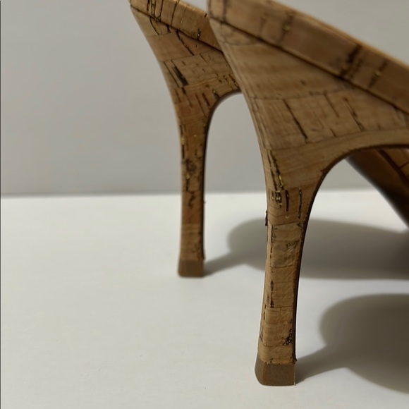 Manolo Blahnik Natural Cork Astuta Open Toe Slide Heels Size 39/8.5 - Picture 10 of 16